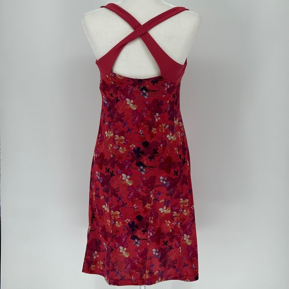 Kuhl Java Cross Back Dress Floral Print Red Pink Sleeveless Gorpcore S Sporty - Picture 4 of 7